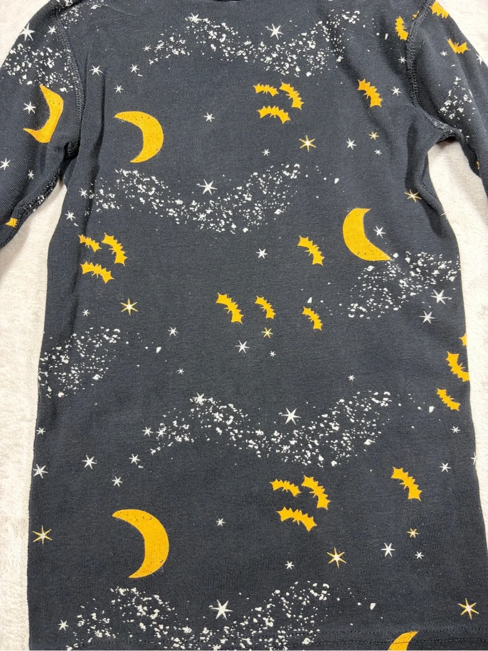 Hanna Andersson Kids Black Stars Bat Moon Midnight Stars Halloween PJ Top Size 8